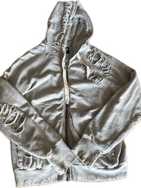 NSF Light Gray Hoodie with Cream Drawstrings
